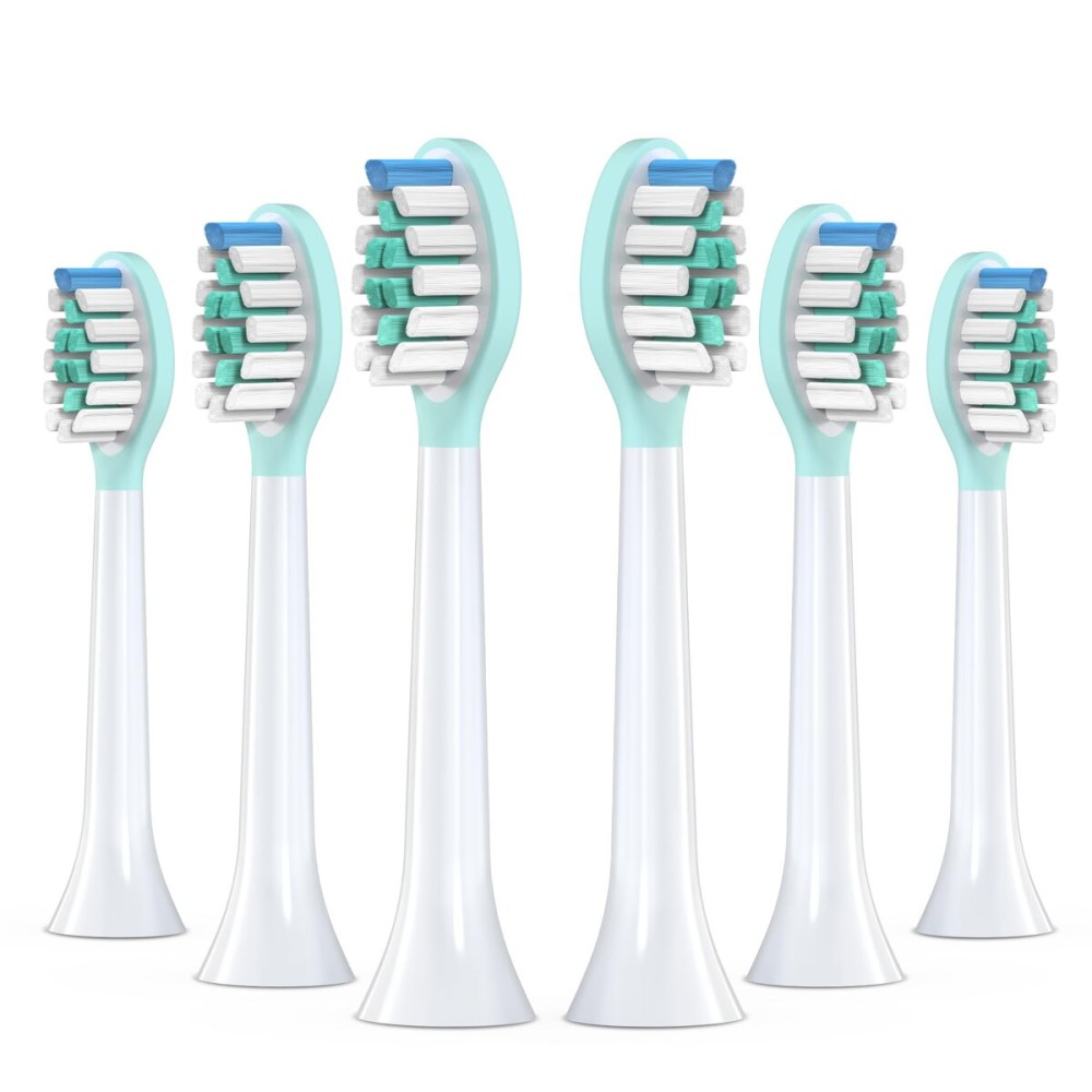 Replacement Toothbrush Heads for Philips Sonicare Electric Toothbrush, 2-in-1 Tongue Cleaner, 6 Pack, Mint Green,Suitable for Philips Sonicare Heads, C2, C1, C3, W1, W2, W3, G1, G2, G3