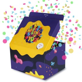 FETTIPOP Gift Box Exploding Confetti (Burger-Shape) 7.1x5.5x4.3 in, Surprise Explosion Birthday, Party, Fathers and Mothers Day, Graduations, Anniversaries, Holidays, Any Occasion