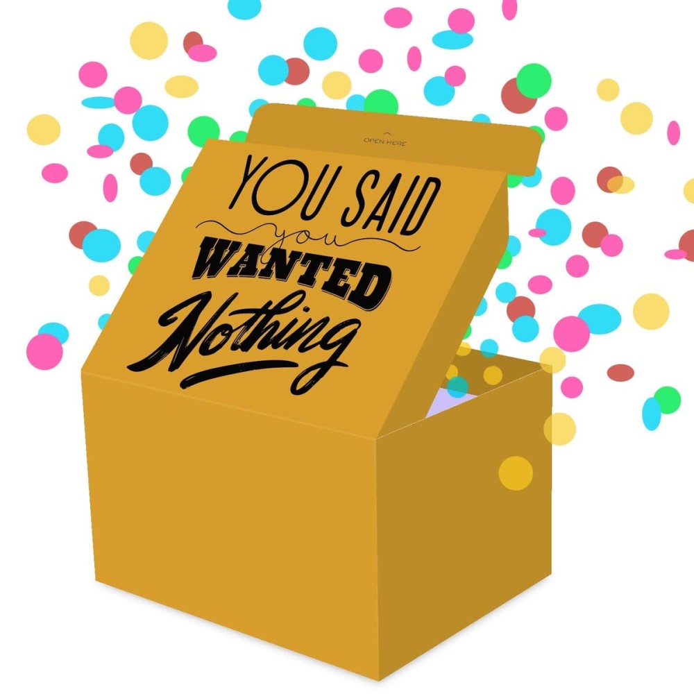 FETTIPOP Gift Box Exploding Confetti (Nothing Box) 7.1x5.5x4.3 in, Surprise Explosion Prank Pop up for Birthday, Any occasion