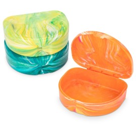Practicon Marble Retainer Cases, Orthodontic Aligner Case, Mouth Guard Holder (3 Pack) Tropical