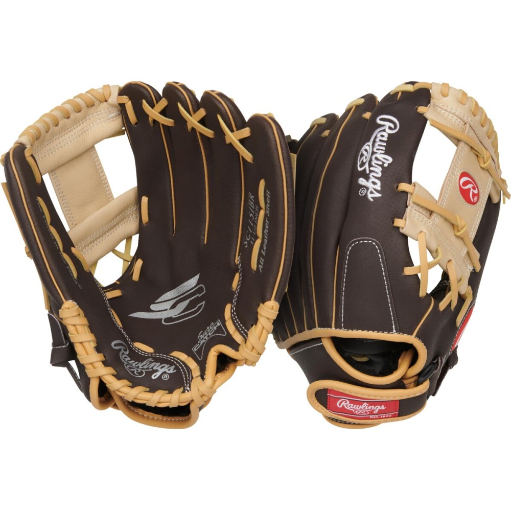 Rawlings | Sure Catch Youth Baseball Glove | Size 11.5 | Mocha/Camel | Right Hand Throw