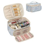 OCHEAL Makeup Bag, Multifunctional Make Up Bags Large Compact Makeup Bag Organizer Cosmetics Toiletry Brushes Storage Case for Women Girls Makeup Case with Handle Divider-Floar