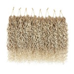 8 Packs Curly Boho Braids Faux Locs Crochet Hair, 14 Inch Goddess Locs Crochet Hair, Hippie Locs, Hair Extensions (14 Inch, 8 Packs, OT27/613)