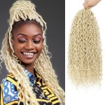 8 Packs Curly Goddess Faux Locs Crochet Hair for Black Women, 18 Inch Goddess Locs Crochet Hair Hippie Locs Synthetic Braids, Boho Style Hair Extensions (18 Inch, 8 Packs, 613)