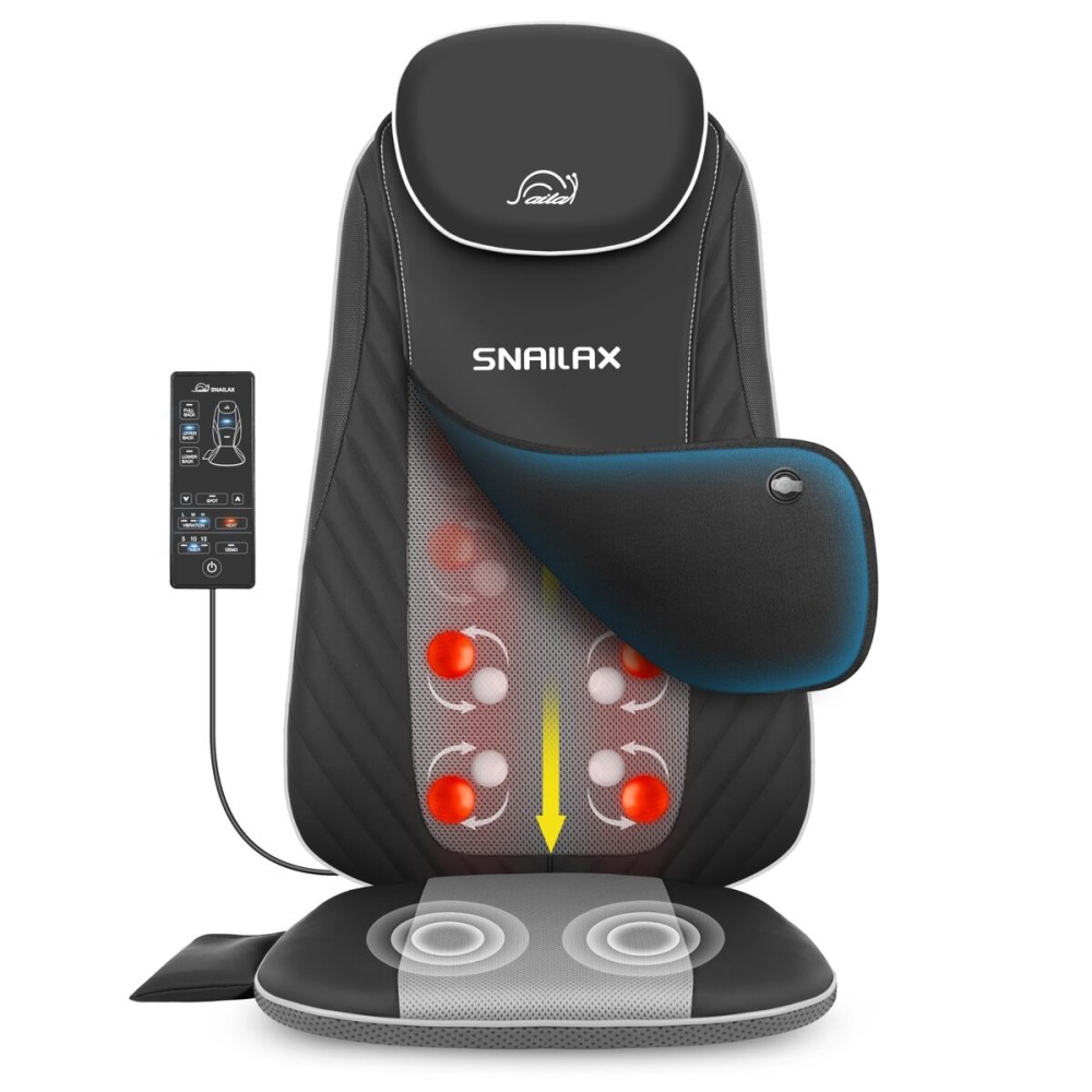 Snailax Christmas Gifts for Dad,Mom Shiatsu Back Massager with Heat & Vibration, 3D Kneading Massage Chair Pad for Pain Relief Deep Tissue, Chair Massager for Office Home Chair Use