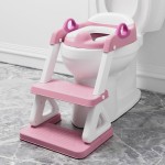 Potty Training Seat with Step Stool Ladder for Kids and Toddler,Wiifo Sturdy Potty Ladder with Soft Padded Cushion for Toddler Boys and Girls(Pink) 2025 New Version