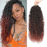 8 Packs Curly Boho Braids Faux Locs Crochet Hair, 22 Inch Goddess Locs Crochet Hair, Hippie Locs, Hair Extensions (22 Inch, 8 Packs, T350)