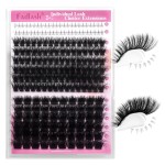 FADLASH Cluster Eyelash Extensions with Bottom Lash Clusters 100D 200D Individual Lashes 12-18mm Eyelash Clusters Fluffy DIY Lash Extensions 3D Effect (100D+200D-12-18mm)
