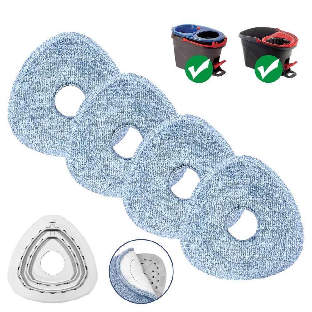 Mop Pads for O-Cedar, New Upgrade 4 Pack Mop Refill Pads, Perfect Addition for Ocedar System Owners, Machine Washable, Reusable, Easy to Replace