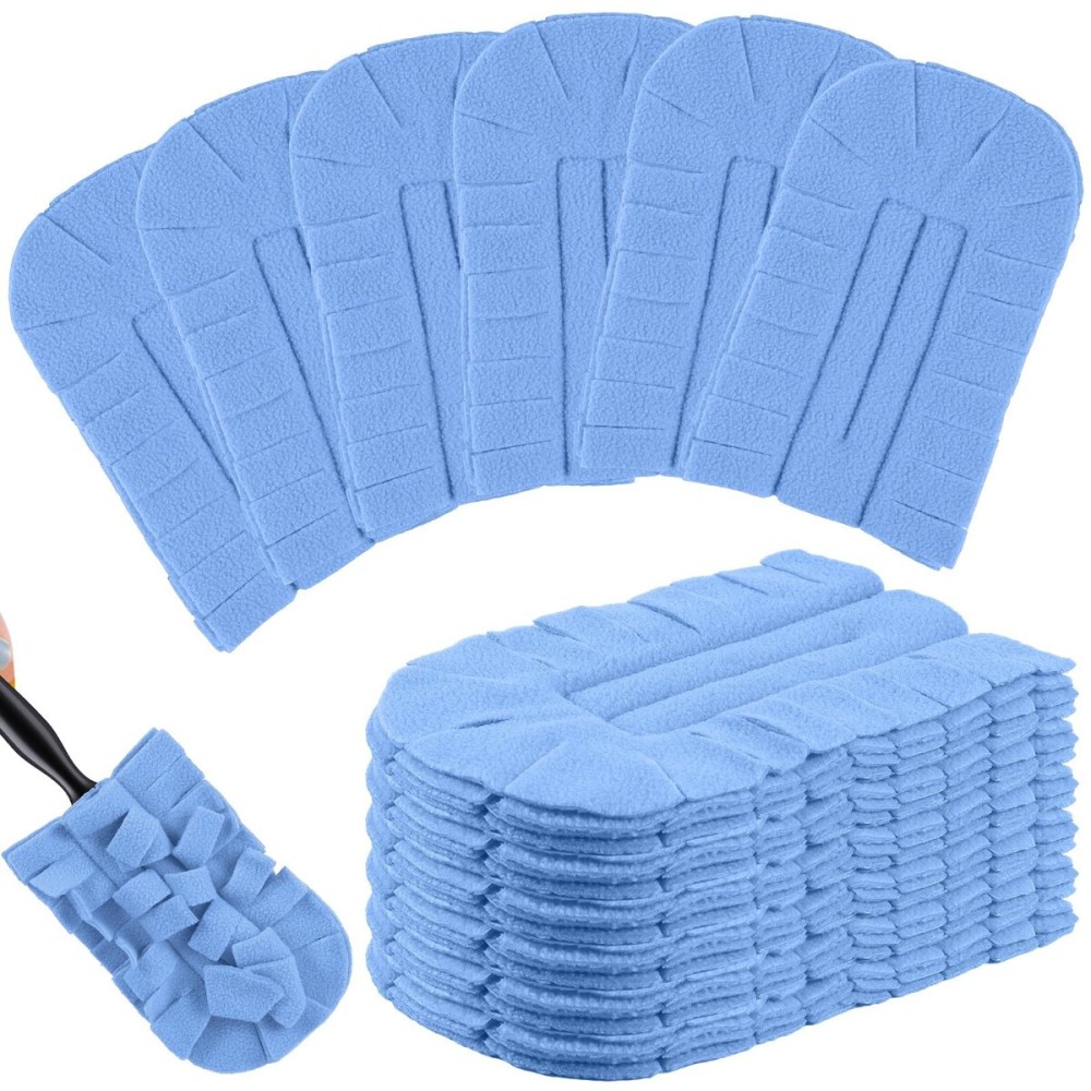 Zubebe 12 Pcs Duster Refill Reusable Fleece Duster Refills Feather Flat Dusters Multi Surface Washable Cleaning Pads Tools for Home, Blinds, Car, Pet, Furniture, Fans (Blue)