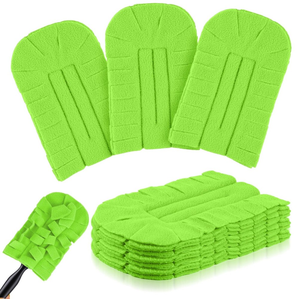 Zubebe 6 Pcs Duster Refill Reusable Fleece Duster Refills Feather Flat Dusters Multi Surface Washable Cleaning Pads Tools for Home, Blinds, Car, Pet, Furniture, Fans (Olive Green)