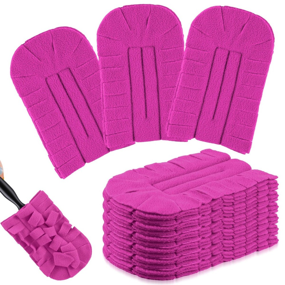 Zubebe 6 Pcs Duster Refill Reusable Fleece Duster Refills Feather Flat Dusters Multi Surface Washable Cleaning Pads Tools for Home, Blinds, Car, Pet, Furniture, Fans (Peach Red)