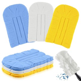 Zubebe 3 Pcs Duster Refill Reusable Fleece Duster Refills Feather Flat Dusters Multi Surface Washable Cleaning Pads Tools for Home, Blinds, Car, Pet, Furniture, Fans (White,Blue,Yellow)