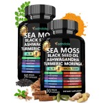 Adndale Sea Moss Black Seed Oil Ashwagandha Ginger Capsules, Sea Moss Capsules with Black Seed Oil, Ashwagandha, Turmeric, Moringa, Bladderwrack, Burdock Root, Manuka Honey, Cinnamon, 180 Count