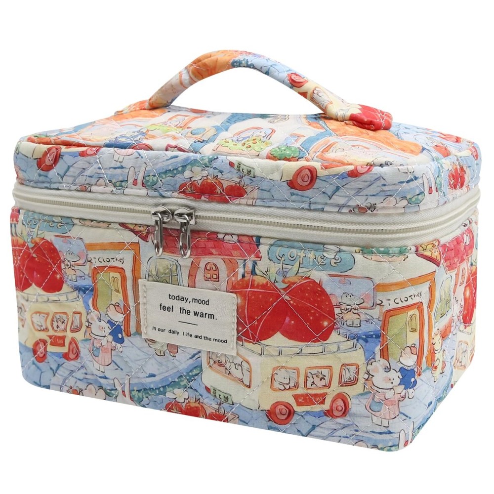 1pc Large Makeup Bag, Cute Cosmetic Bag for Women Girls, Floral Coquette Aesthetic Toiletry Bag, Travel Make Up Organizer Bag (Rabbit Print)