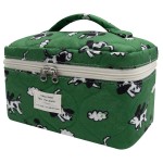 Large Makeup Bag, Cute Cosmetic Bag for Women Girls, Floral Coquette Aesthetic Toiletry Bag, Travel Make Up Organizer Bag (Green Dog Print