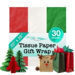 Ocean Tides 30 Sheets (20x26 Inches) Christmas Wrapping Paper - Gift Wrapping Tissue Paper Bulk for Crafts, Birthdays & Holidays - Colored Tissue Papers for Gift Bags & Decorations, Red, White, Green