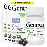 Genexa Kids Allergy Care | Drug Free, Non-Drowsy Children\'s Allergy & Decongestant Remedy | Vegan & Non-GMO | Homeopathic Relief Made Clean | Organic Acai Berry Flavor | 180 Chewable Tablets Ages 3-11