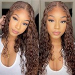 Bworto Chocolate Brown Lace Front Wigs Human Hair 13x6 Hd Lace Deep Wave Curly Lace Frontal Wigs for Black Women Pre Plucked Glueless 4 Brown Colored Wig (18 Inch)