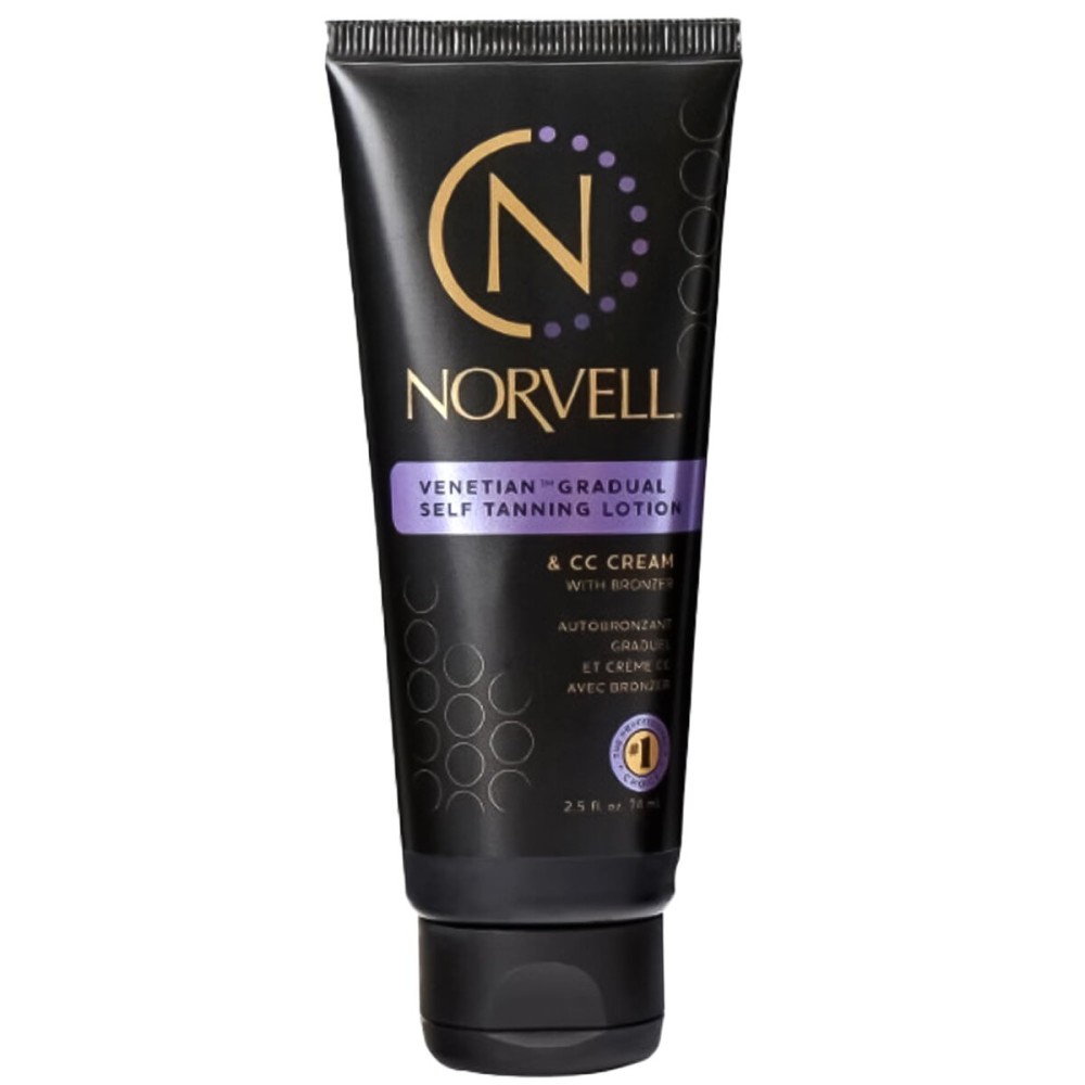 Norvell Venetian Sunless Self Tanner Gradual Color Extender Moisturizing Lotion, Travel Size 2.5 fl.oz - Self Tanning Cream with Violet and Brown Tone