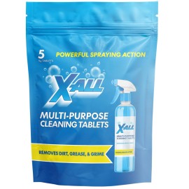 X-ALL Multi-Purpose Cleaning Tablets - Streak-Free Shine and Deep Cleaning Tablet for Home on All Surfaces, 5x Tablets Only
