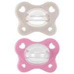 Chicco PhysioForma Dual Soft Orthodontic Pacifier, 6-16m | 100% Soft Silicone | Supports Breathing & Oral Development | One-Piece Design | Flex-Shield | Sterilizing Case | BPA Free | Grey/Rose, 2pk