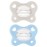 Chicco PhysioForma Dual Soft Orthodontic Pacifier, 2-6m | 100% Soft Silicone | Supports Breathing & Oral Development | One-Piece Design | Flex-Shield | Sterilizing Case | BPA Free | Grey/Sky, 2pk