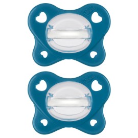 Chicco PhysioForma Dual Soft Orthodontic Pacifier, 16-24m | 100% Soft Silicone | Supports Breathing & Oral Development | One-Piece Design | Flex-Shield | Sterilizing Case | BPA Free | Sapphire, 2pk