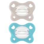 Chicco PhysioForma Dual Soft Orthodontic Pacifier, 6-16m | 100% Soft Silicone | Supports Breathing & Oral Development | One-Piece Design | Flex-Shield | Sterilizing Case | BPA Free | Grey/Marine, 2pk