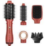 IG INGLAM Blow Dryer Brush Set, 5-in-1 Multi-Styler for Drying, Salon Blowouts, Smooth Curls, Sleek Styles, Ionic Hot Air Brush with Soft Tufts & Nylon Bristles for Frizz-Free Hair, Strawberry Bronze