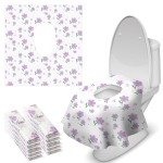 Blissful Diary 20 Pcs Toilet Seat Covers Disposable for Toddlers & Adults, Extra Large Waterproof, Portable Package for Travel, Kids Potty Training(Purple Flowers))