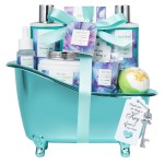 Bath and Body Basket Set Luxury EUCALYPTUS & Mint Spa Gift Basket for Women, Unique Bath Gift Baskets Gifts, Home Spa Kit Christmas Gifts for Women, birthday gift baskets for Dad Mother\'s Day