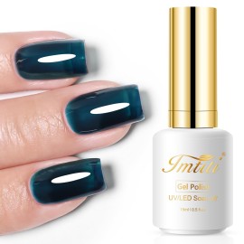 Imtiti Aegean Blue Gel Nail Polish, 0.5 fl oz Translucent Blue Green gel polish Color Soak Off UV Lamp Nail Art Manicure Salon DIY Nail Design Christmas Halloween Decoration