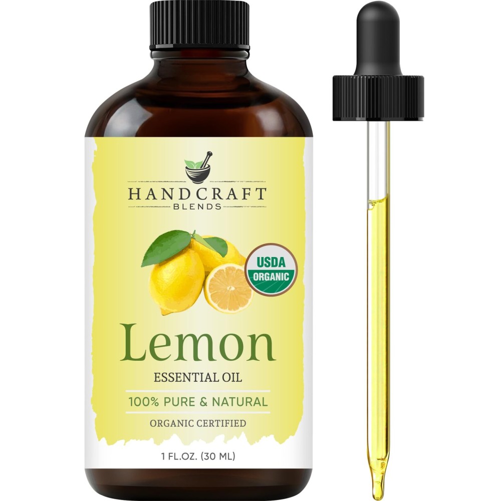 Handcraft Blends Organic Lemon Essential Oil - 1 Fl Oz - 100% Pure and Natural - Premium Grade Essential Oil for Diffuser and Aromatherapy
