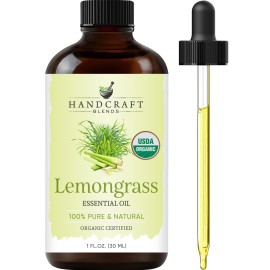 Handcraft Blends Organic Lemongrass Essential Oil - 1 Fl Oz - 100% Pure and Natural - Premium Grade Essential Oil for Diffuser and Aromatherapy