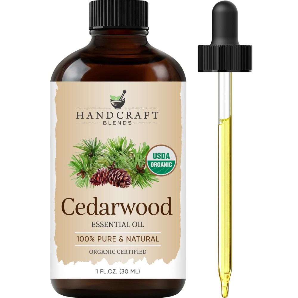 Handcraft Blends Organic Cedarwood Essential Oil - 1 Fl Oz - 100% Pure and Natural - Premium Grade Essential Oil for Diffuser and Aromatherapy