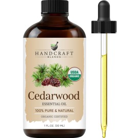 Handcraft Blends Organic Cedarwood Essential Oil - 1 Fl Oz - 100% Pure and Natural - Premium Grade Essential Oil for Diffuser and Aromatherapy