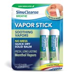 SinuCleanse Vapor Stick, Solid Balm - Portable, Non-Medicated, Soothing Vapors. No Mess, Quick Dry, Moisturizing Formula, 0.11 Oz (2 Pack), Made in USA