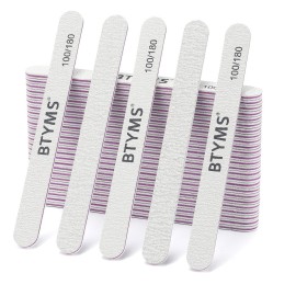 BTYMS 30Pcs 100/180 Grit Nail Files for Acrylic and Natural NailsDouble Sided Emery Board Nail Buffering Files