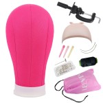 Leeven 23 Inch Canvas Block Head for Wigs Display Making Stayling Poly Mannequin Wig Head With C Stand,Wig Cap,Hair Clips,T Needle,C Needles Rosy Mannequin Head for Wigs