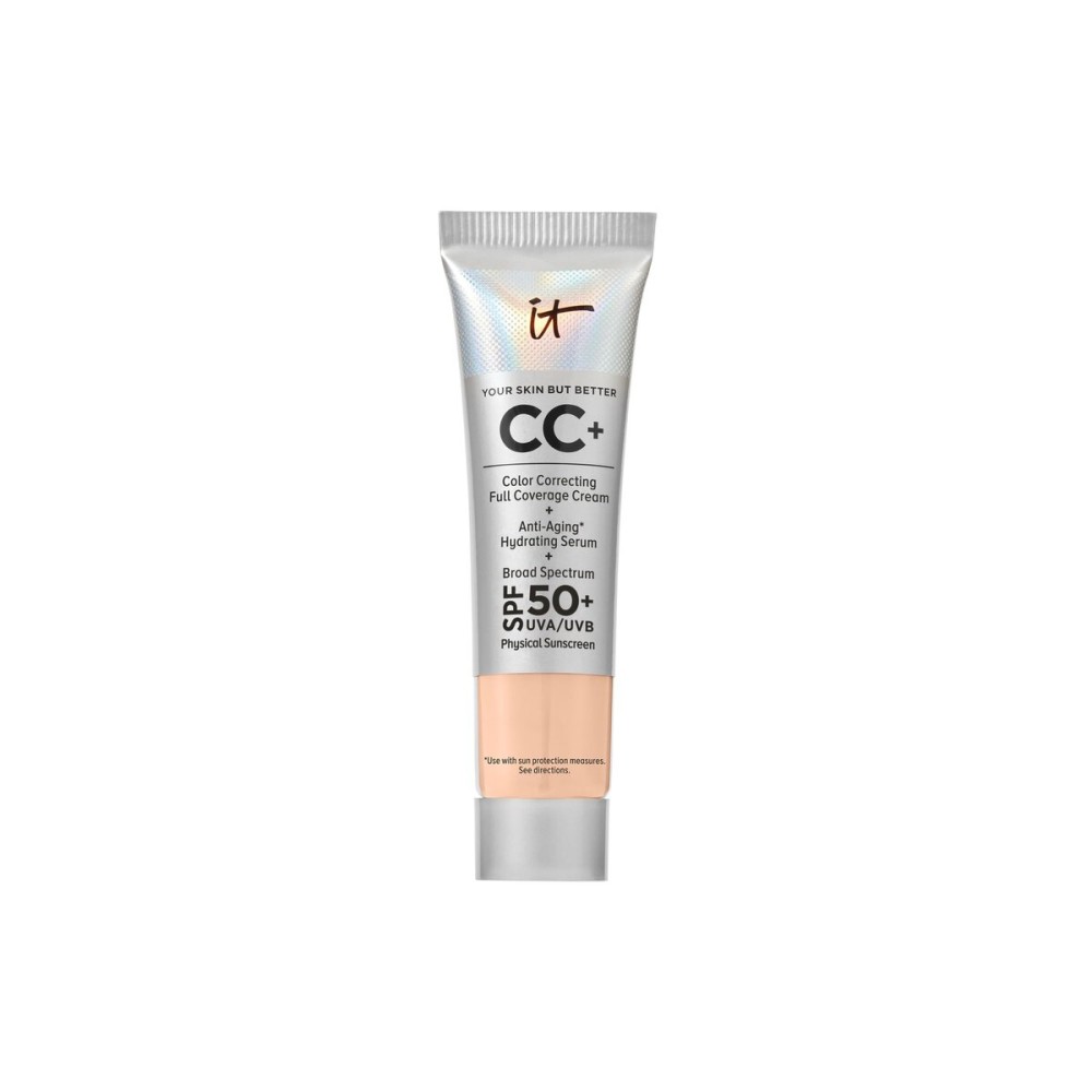 IT Cosmetics CC+ Cream Travel (Light Neutral) - Natural Full Coverage Foundation With SPF 50+, Color Corrector & Anti-Aging Hydrating Serum, Hyaluronic Acid + Peptides, Up To 24H Wear - 0.4 fl oz