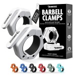 DMoose Fitness Barbell Clips 2 (Pair) - Quick Release Olympic Barbell Clamps with Anti Slip TPR Lining - Barbell Collars for Secure Weightlifting & Powerlifting - Weight Clips (White - Non Magnetic)