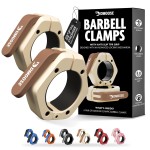 DMoose Barbell Clips (Pair) - Quick Release Olympic Barbell Clamps with Anti Slip TPR Grip, 2 Barbell Collars for Secure Weightlifting & Powerlifting (Beige - Magnetic)