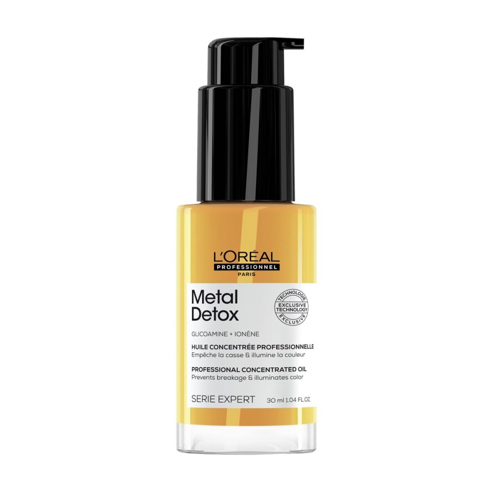 L\'Oral Professionnel Paris Metal Detox Leave-In Hair Oil - Anti-Frizz Heat Protectant, Removes Hard Water Metals & Prolongs Color, Adds Softness and Shine, For Dry, Damaged & Color Treated Hair
