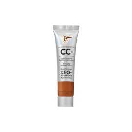 IT Cosmetics CC+ Cream Travel (Rich Honey) - Natural Full Coverage Foundation With SPF 50+, Color Corrector & Anti-Aging Hydrating Serum, Hyaluronic Acid + Peptides, Up To 24H Wear - 0.4 fl oz