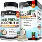 Coconut Oil Capsules 2000mg - Organic Pure Extra Virgin Unrefined Cold Pressed MCT Rich & Non-GMO for Healthy Skin Nails Hair Growth Support Bloating Anti Aging Digestion - 240ct (4 Month Supply)