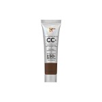 IT Cosmetics CC+ Cream Travel (Deep Cool) - Natural Full Coverage Foundation With SPF 50+, Color Corrector & Anti-Aging Hydrating Serum, Hyaluronic Acid + Peptides, Up To 24H Wear - 0.4 fl oz