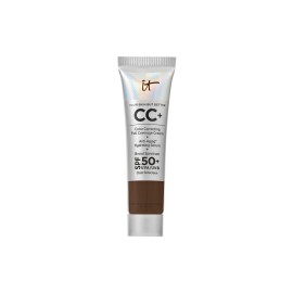 IT Cosmetics CC+ Cream Travel (Deep Cool) - Natural Full Coverage Foundation With SPF 50+, Color Corrector & Anti-Aging Hydrating Serum, Hyaluronic Acid + Peptides, Up To 24H Wear - 0.4 fl oz