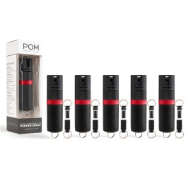 POM Premium Pepper Spray Keychain, Quick Release Access Flip Top Safety, Police Grade OC Formula with UV Marking Dye, 25 Precision Bursts, 10 Foot Effective Range, Made in USA