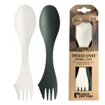 Light My Fire Spork Original 2-Pack 3-in-1 Camping Spoon Fork Knife Combo Reusable Travel & Camping Utensils Lunch Spork Outdoor Backpacking Hiking Picnic Utensil BPA Free, SageGreen/Cream